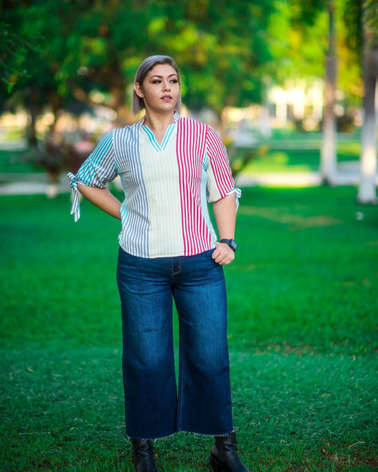 Camisa a rayas de colores M732