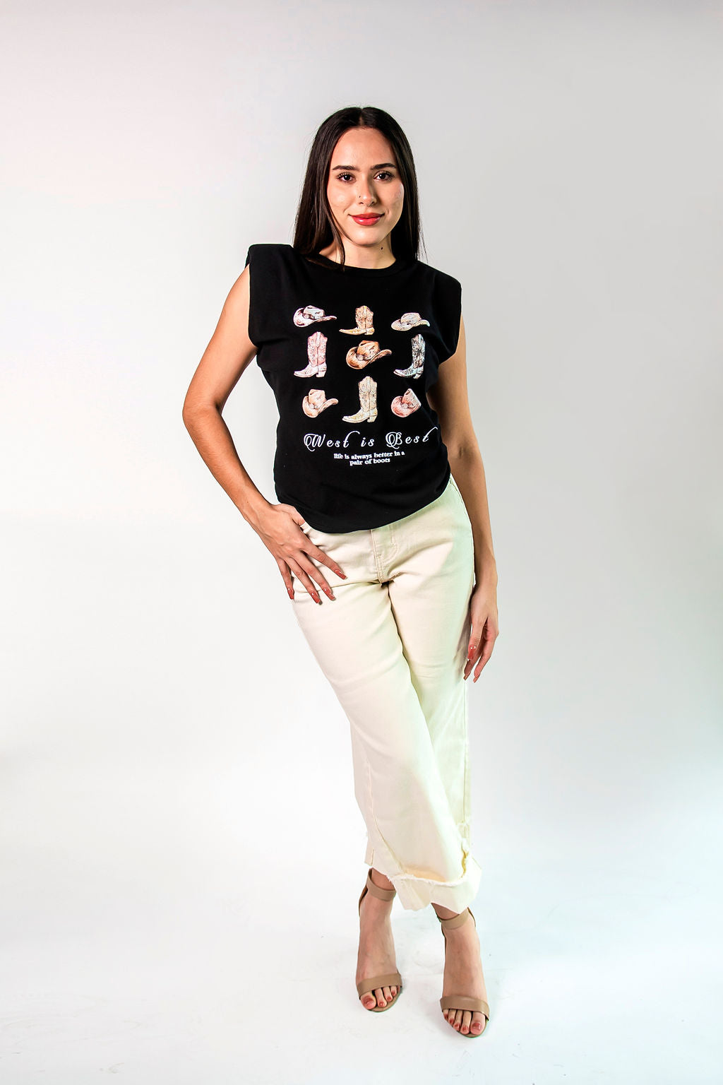 Playera Muscle con Print de Botas