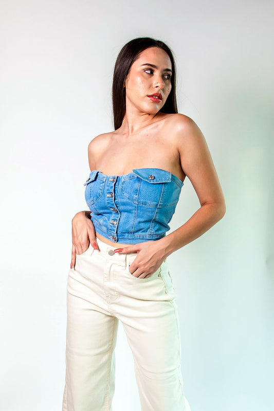 Pantalón Wide Leg Corte Alto