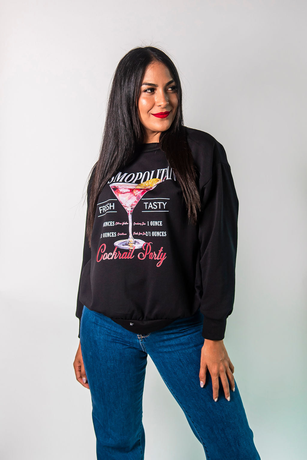 Blusa de manga larga cocktail cosmopolitan