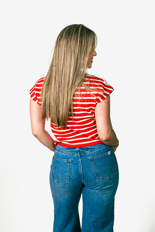 Blusa a rayas con estampado de moños Tb8892