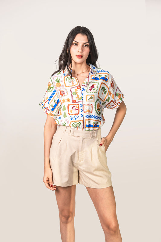 Camisa con estampado de frutas 43957t-4