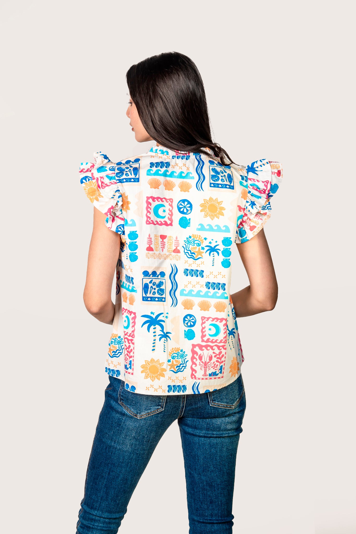 Blusa Blanca con detalle de figuras It13626