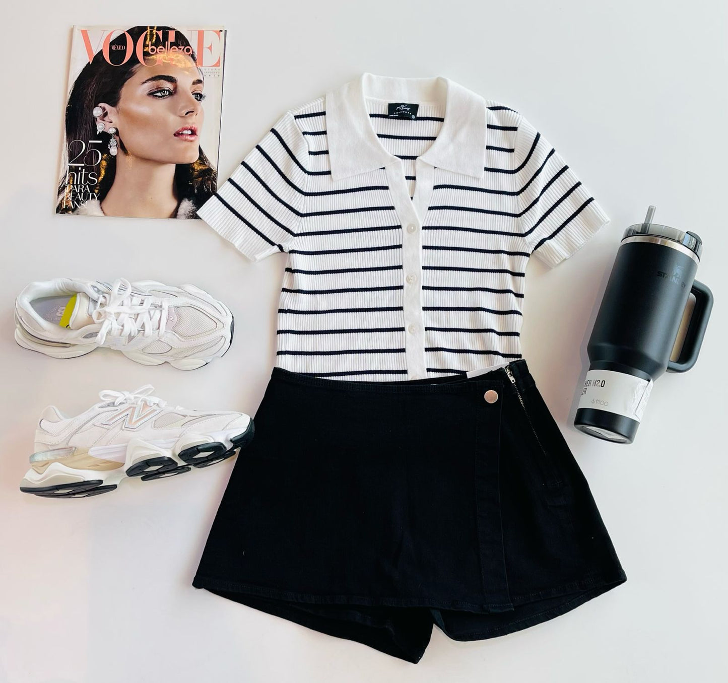Blusa con rayas y botones al frente 43055k