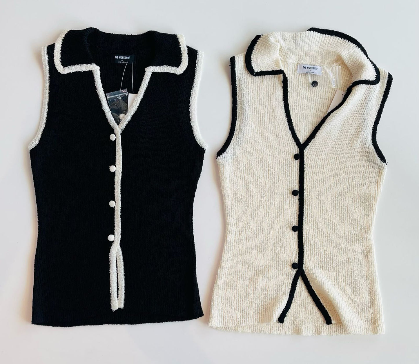 Blusa con cuello halter y botones al frente detalle en pico Tw1740