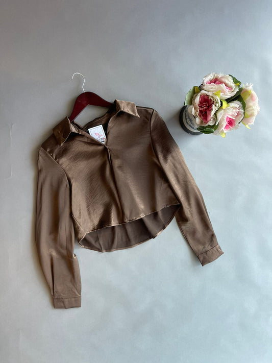 10383TN LOVE TREE Blusa Corta Manga Larga Satín