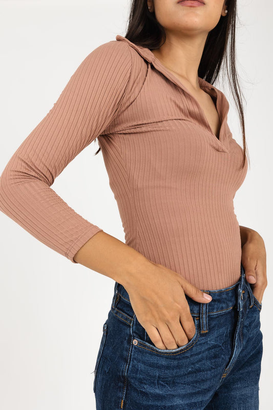 Pantiblusa de manga larga con escote