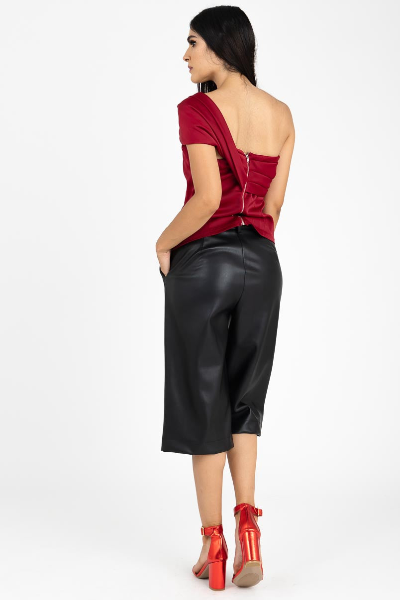 Blusa strapple con moño y bordado al frente
