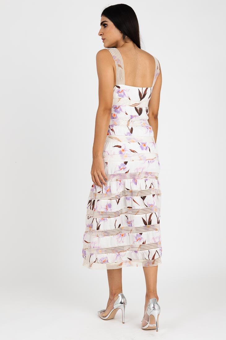 Vestido blanco con lila
