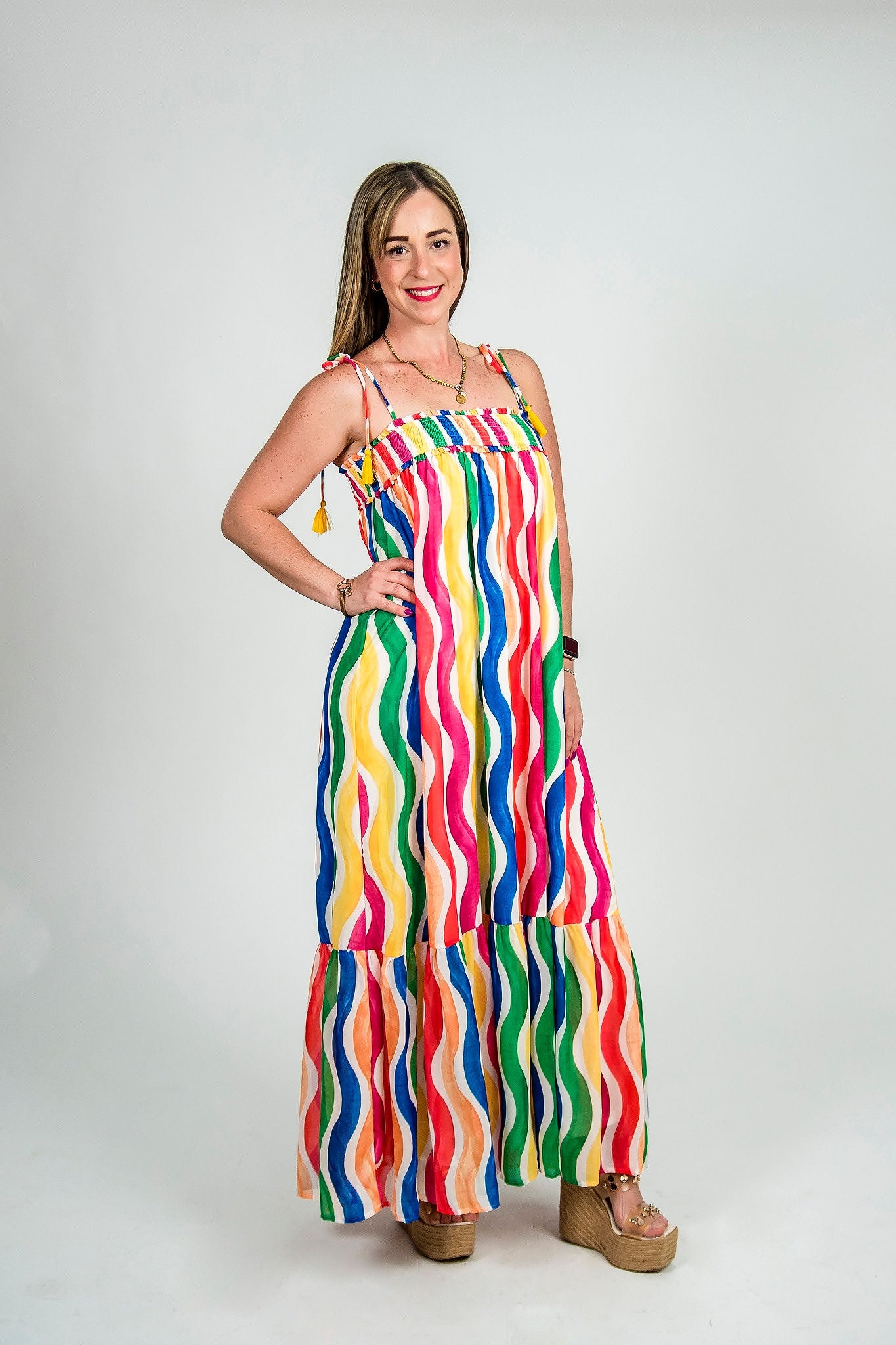 Vestido de tirantes multicolor