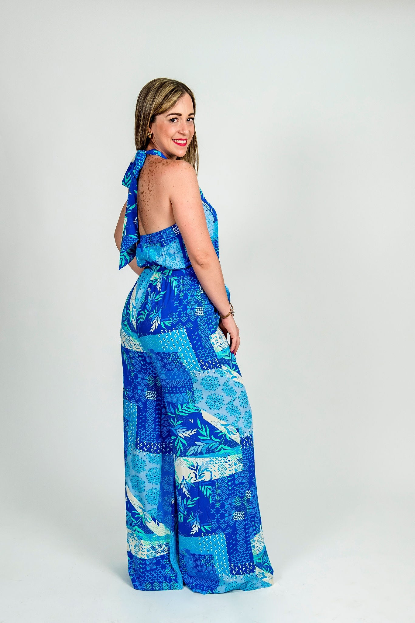 Palazzo con estampado azul
