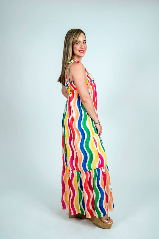 Vestido de tirantes multicolor