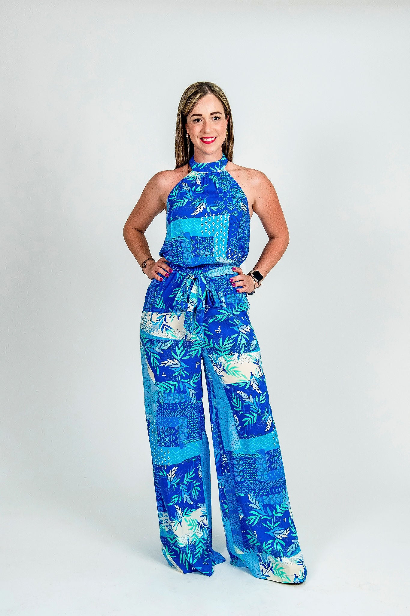 Palazzo con estampado azul