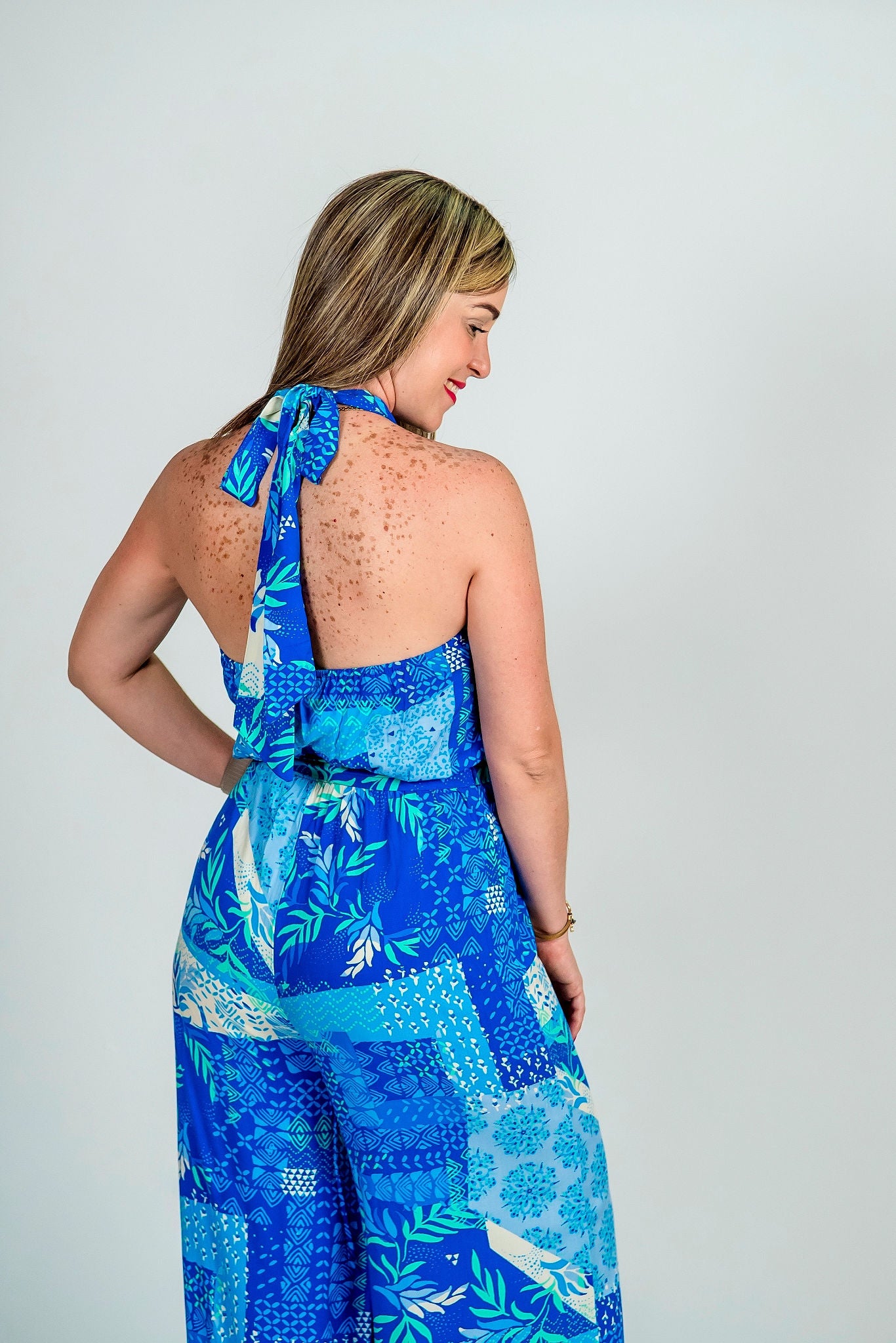 Palazzo con estampado azul