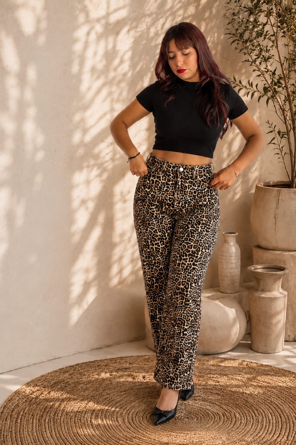 Cello Jeans Jeans altos estampado de animal print AM19758RS