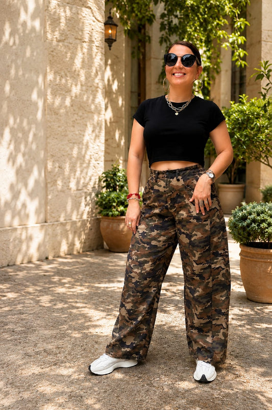 Cello Jeans  Pantalón Barrel estampado militar AM79737BR