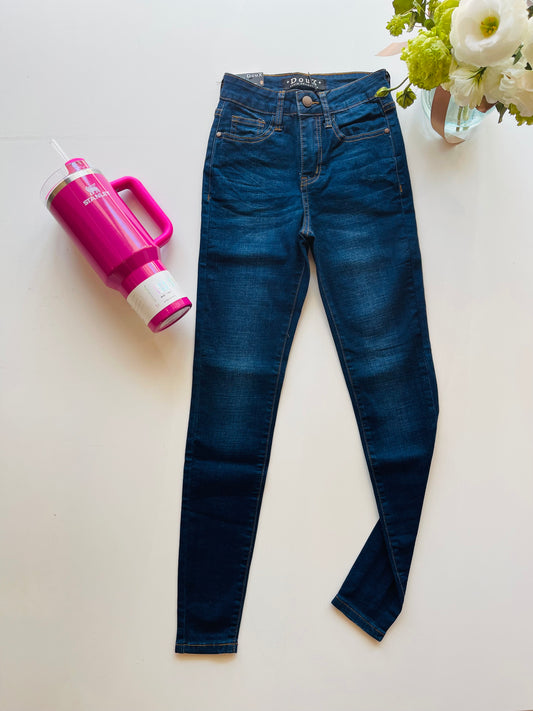 DXD0069 Pantalón skinny de mezclilla azul oscuro