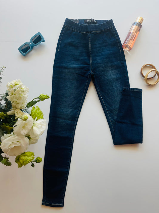 DXD0027 Pantalón skinny tiro alto azul mezclilla