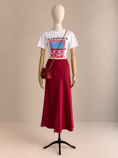 Ellison Falda de Satin Roja RS96026