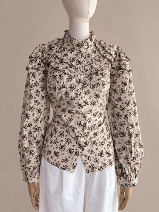 Ellison Blusa Manga Larga Beige con Estampado Floral RT44176