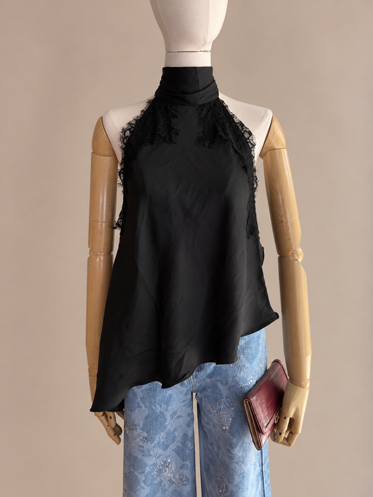 Miss Love Blusa Satin Cuello Alto T5732
