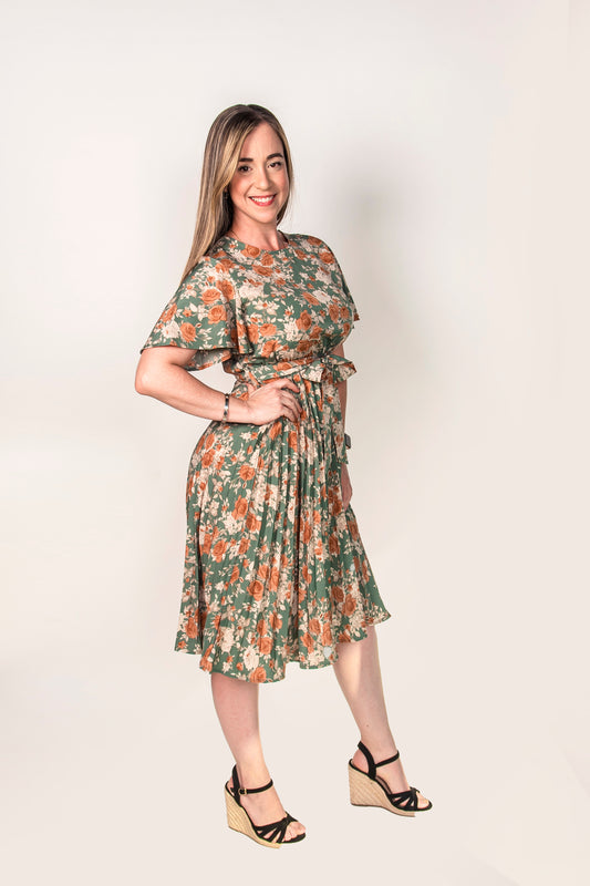 Vestido corto estampado floral en gaza SD5699