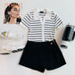 Blusa con rayas y botones al frente 43055k