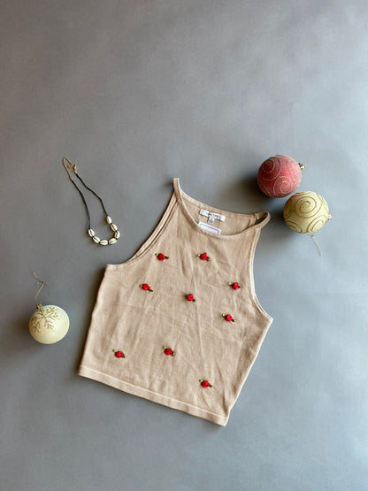 9025WN LOVE TREE Blusa Sin Manga con Rosas 3D