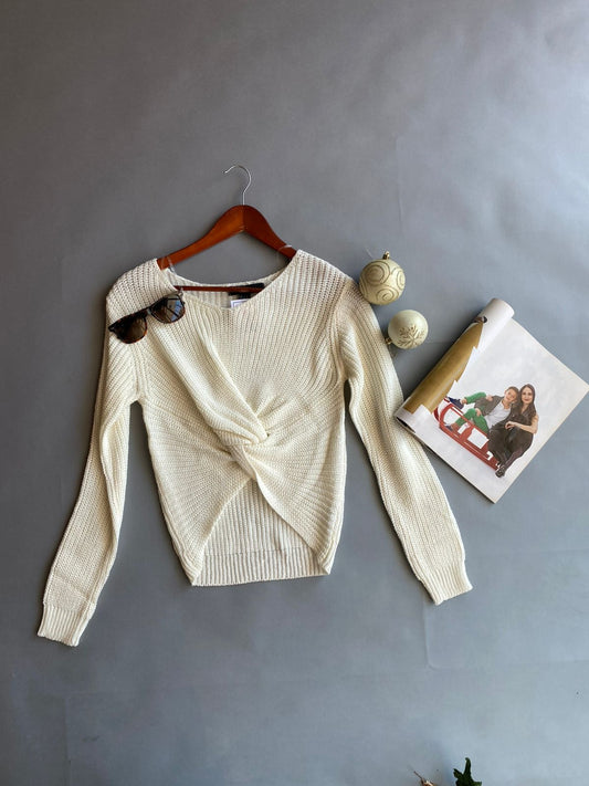 253191J Forever 21 Suéter Aperlado Tejido con Nudo al Frente