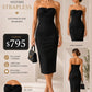 43685DL MILK&HONEY Vestido Negro  Straple con Moño al Frente y Abertura Atrás