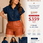 Z316 La Reyna fashion Camisa de mezclilla manga corta