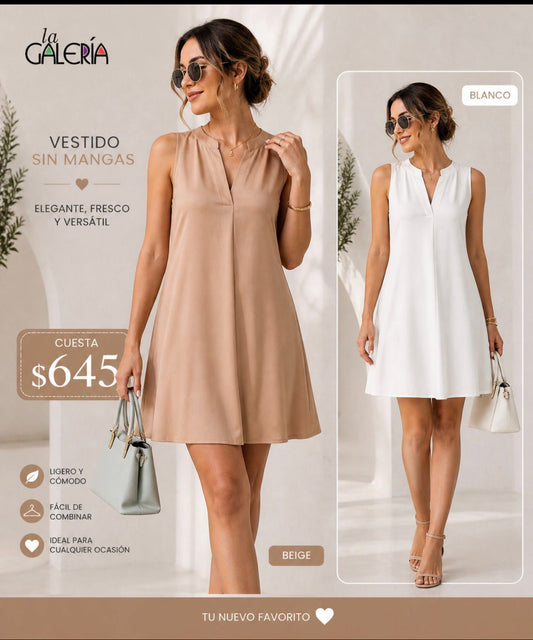 SD113381 NAKED ZEBRA Vestido Liso sin Manga Cuello V