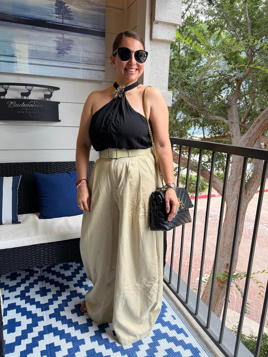 Linzy Pantalón Barrel con cinturón de lazo P2489