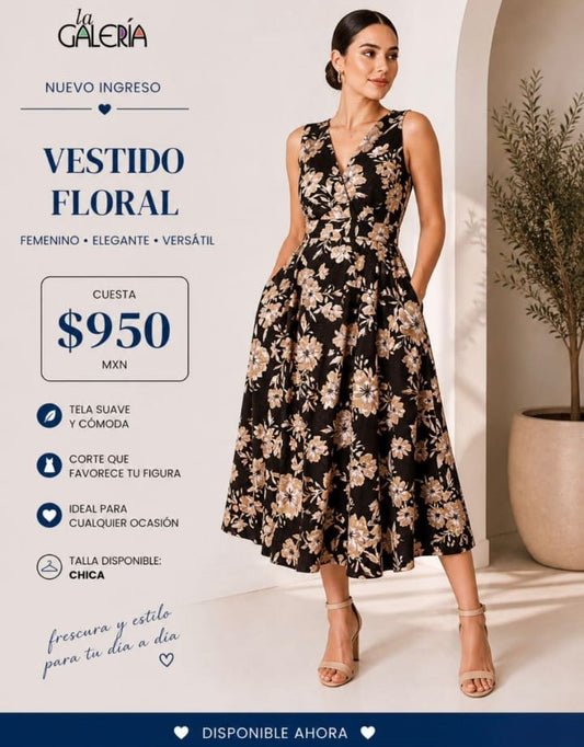 Vestido estampado de flores FD1271
