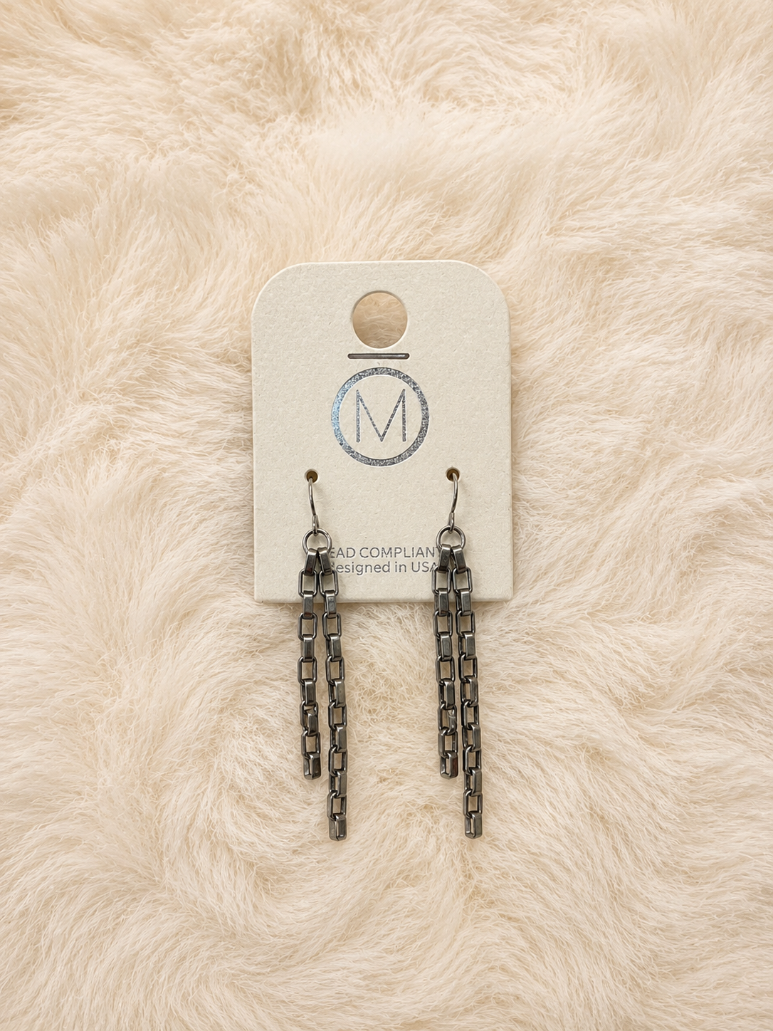 Aretes largos plateados tipo en cadena ANE50194