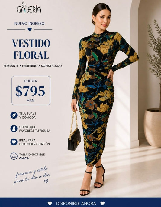Vestido de manga larga con cuello alto ID21460