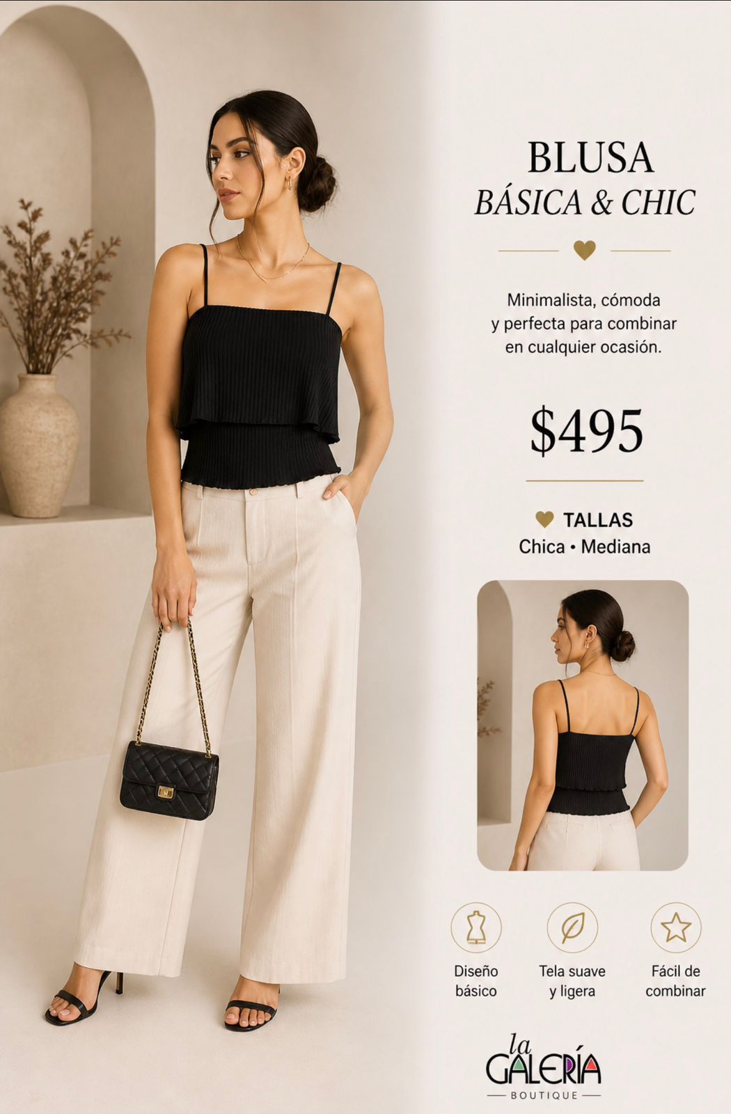 AKT10222Y FANCO Blusa de Tirante con Peto Básica