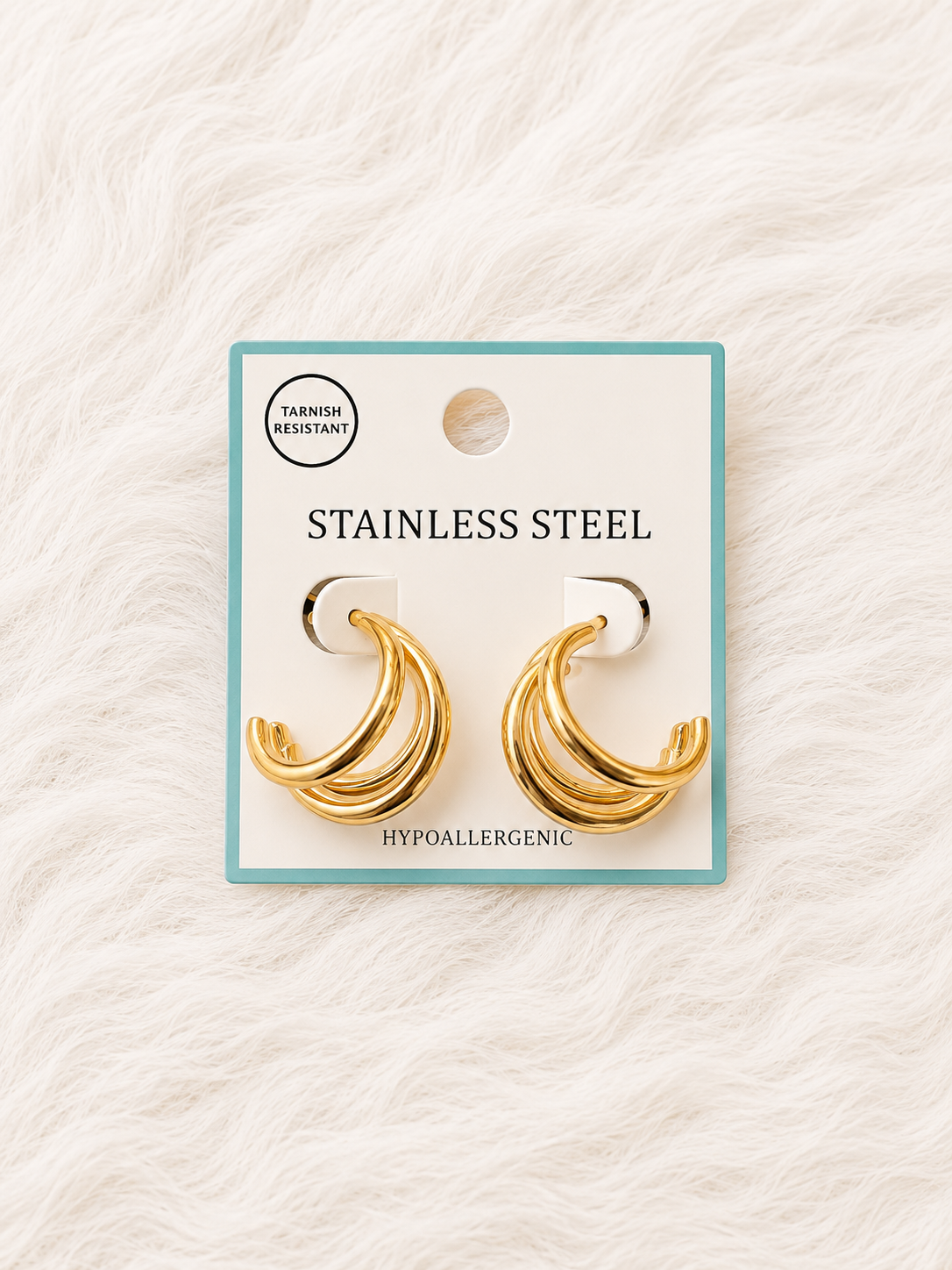 Aretes de Triple Arracada Julia Dorado PE7178GD