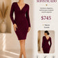 Vestido con twist al frente y manga larga ISW1574