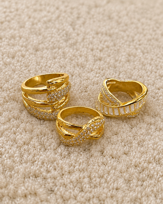 Set de 3 Anillos con piedras blancas KCR61975