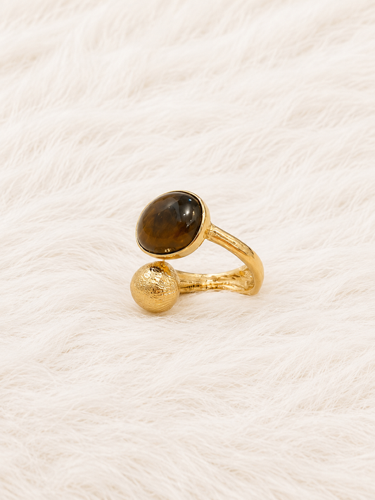 Anillo con piedra café R1634STOG