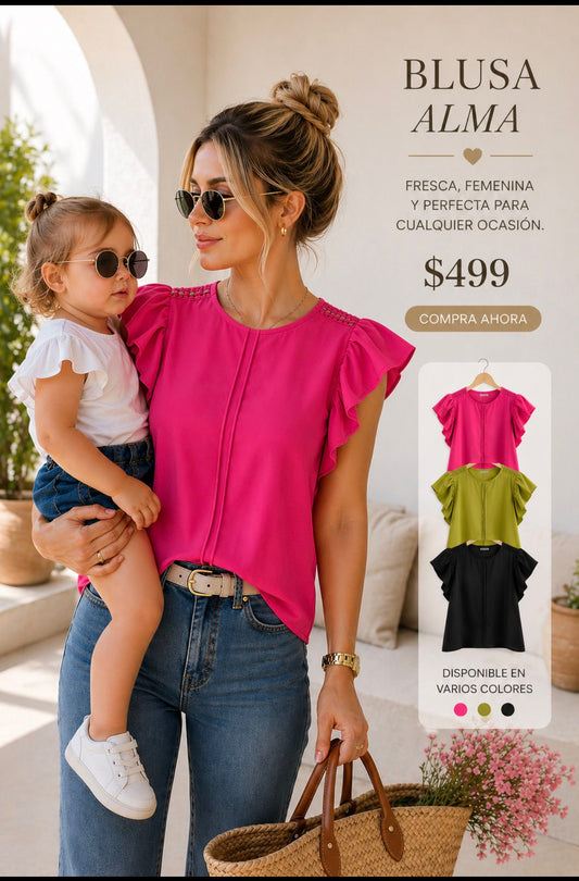 Blusa de manga corta con detalle en manga y franja de crochet al frente Tb8525