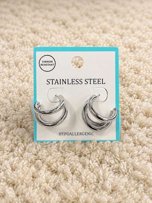 Aretes Triple Arracada Julia Plata PE7178RD