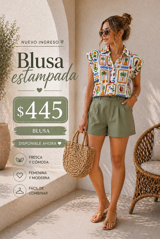 Camisa con estampado de frutas 43957t-4