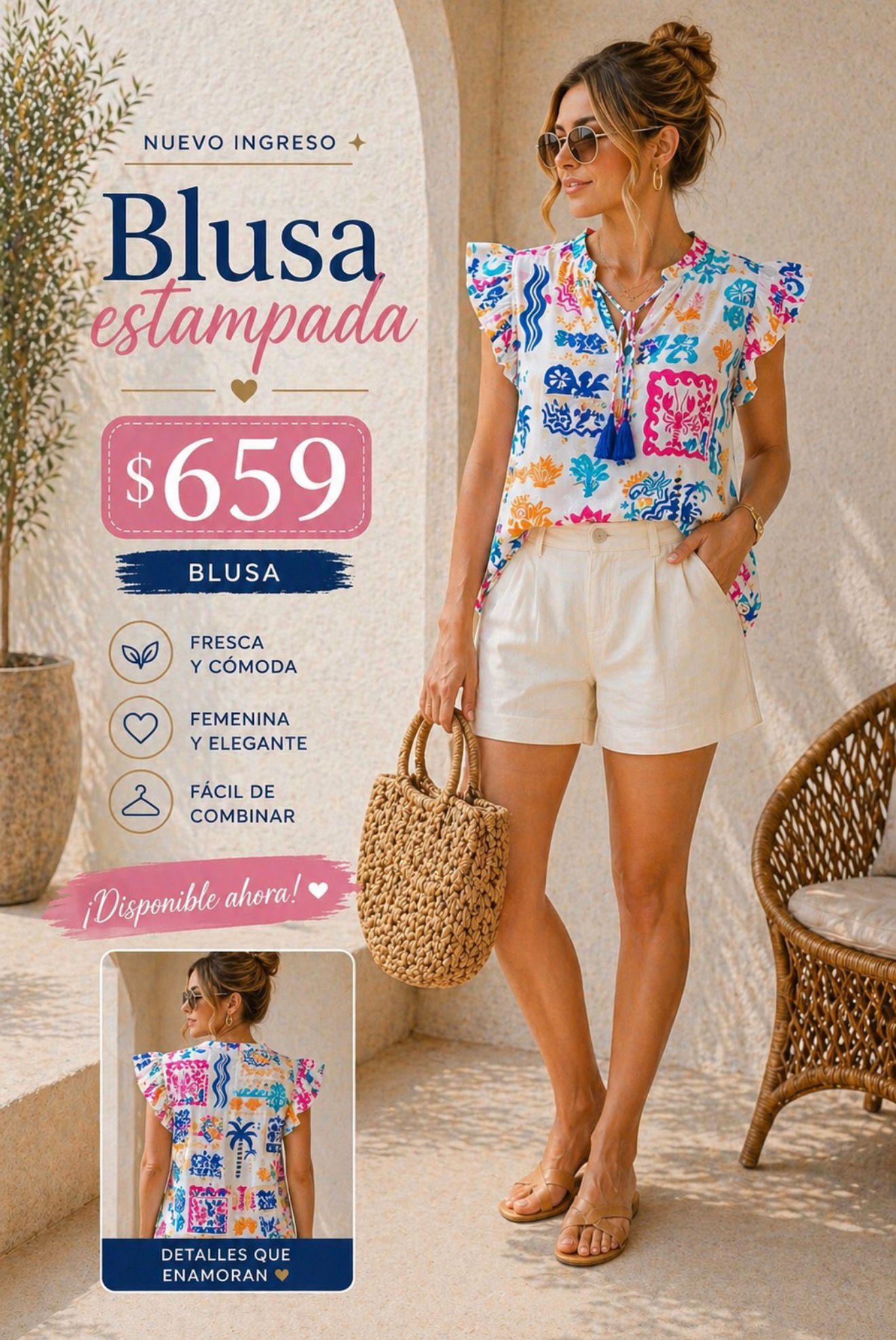 Blusa Blanca con detalle de figuras It13626