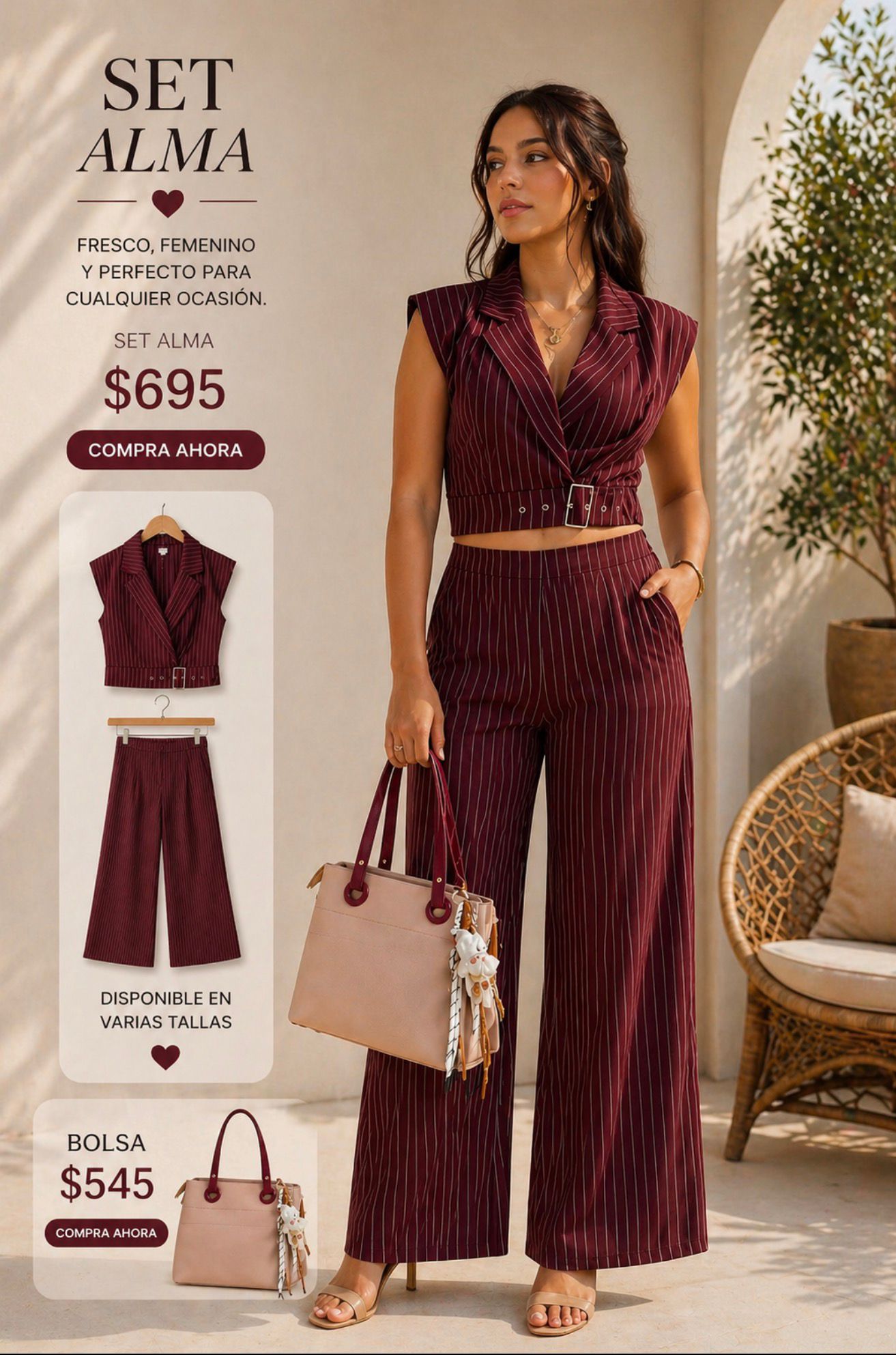 Conjunto Rayas Blancas Delgadas 43709ST Milk & Honey