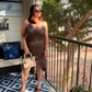 Linzy Vestido Satinado con encaje arriba D6087