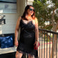 Linzy Vestido Satinado con encaje arriba D6087