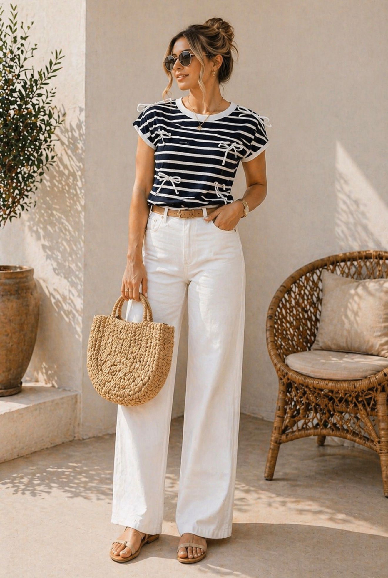 Blusa de rayas con moños TB8892