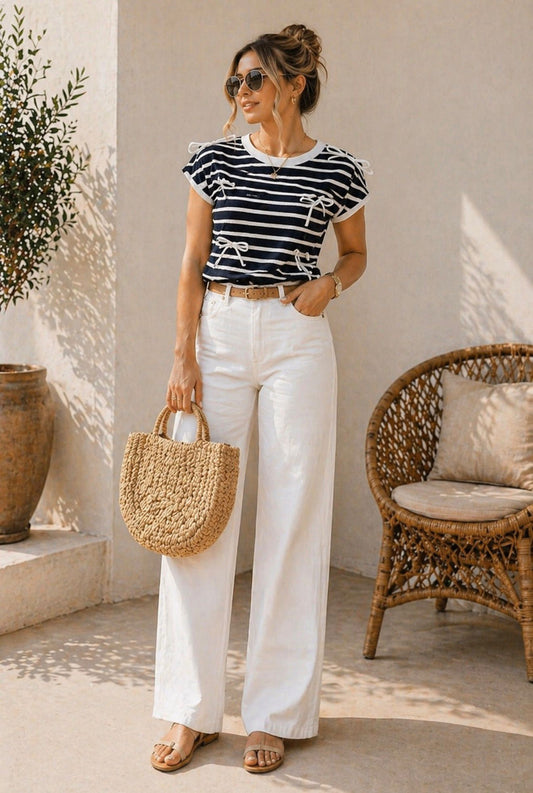 Blusa de rayas con moños TB8892